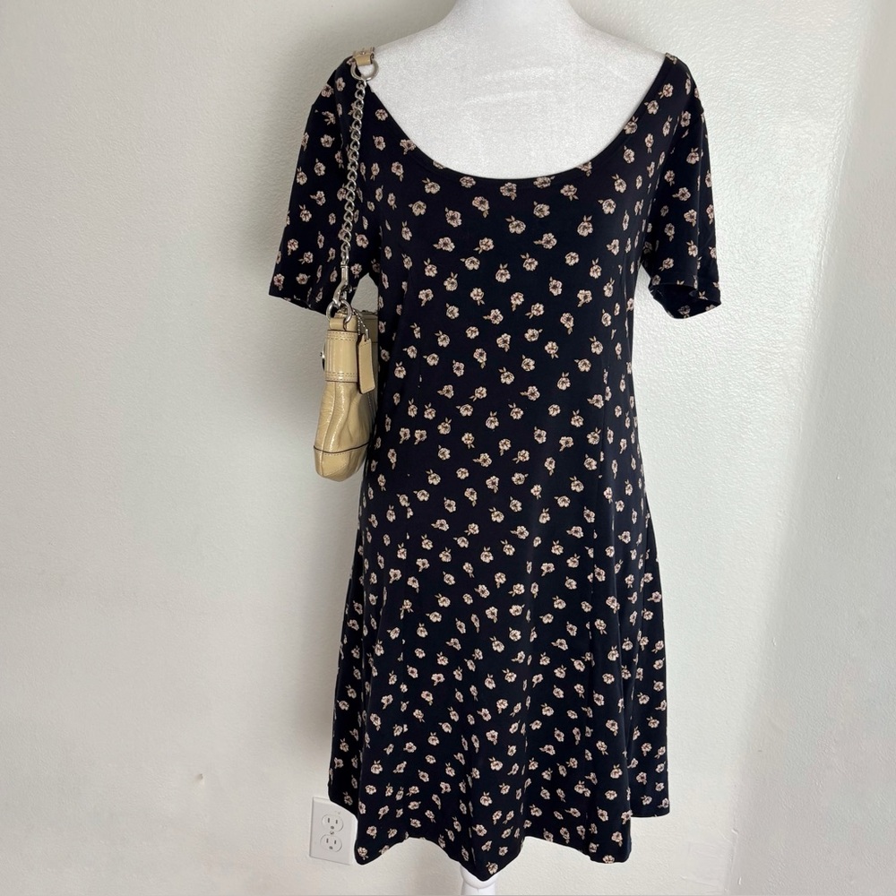 VANS Black Floral A-Line Mini Dress | Size M